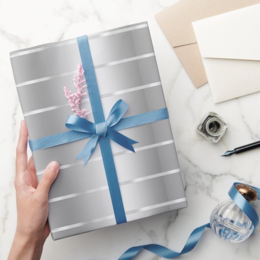 Chique zilveren linten strik bruidsdouche cadeaupapier (Geschenken)