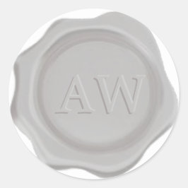 Chique Zilveren Monogram Trouw Waszegel Ronde Sticker
