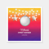 Chique zilveren ster string licht verloop verjaard servet (Voorkant)