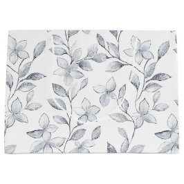 Chique Zilveren Witte Bloemige Bruiloft Groot Cadeauzakje