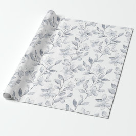Chique zilveren witte bloemige trouw cadeaupapier