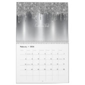 Chique zilvergrijs Glitter Ombre Monogram Kalender (Feb 2026)