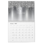 Chique zilvergrijs Glitter Ombre Monogram Kalender (Jan 2027)