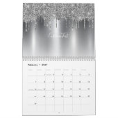 Chique zilvergrijs Glitter Ombre Monogram Kalender (Feb 2027)