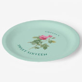 Chique zoet 16 Mint groen bloemig botanisch Papieren Bordje (Gekanteld)