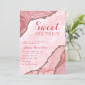 Chique zoet zestien blush roze goud agaat geode kaart (Staand voorkant)