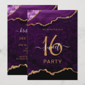 Chique zoet zestien Paarse Agaat Partij Kaart (Voorkant / Achterkant)