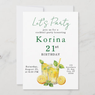 Chique zomer cocktail volwassenen verjaardagsuitno kaart