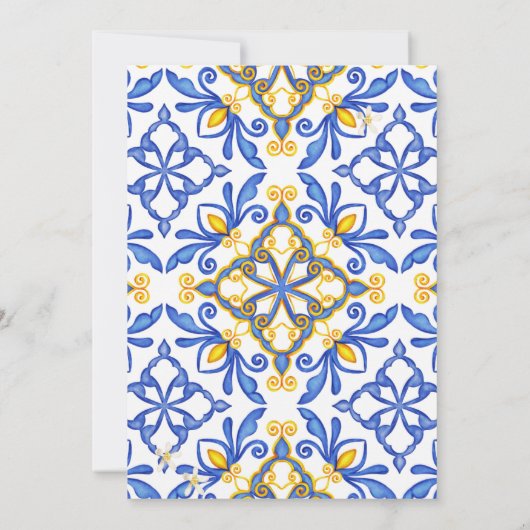 Chique Zomer Lemon Mediterrane Strand Bruiloft / T Kaart (Achterkant)