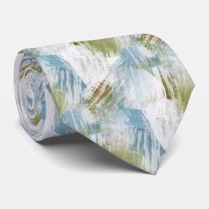 Chique Zomer Lime Groen Grijs Blauw Penseelstreken Stropdas