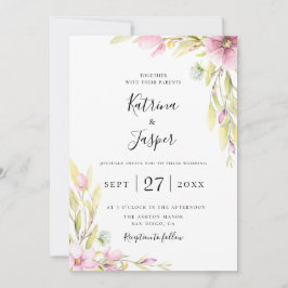 Chique zomer Wildbloemen bruiloft uitnodiging