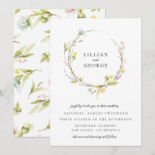 Chique zomerse wilde bloem bloemenkrans bruiloft kaart (Voorkant / Achterkant)
