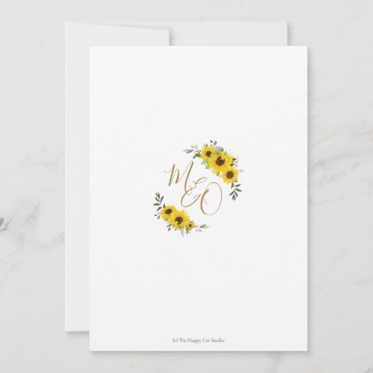 Chique Zonnebloem Bloemen Goud Geometrische Bruilo Kaart (Achterkant)