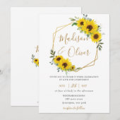 Chique Zonnebloem Bloemen Goud Geometrische Bruilo Kaart (Voorkant / Achterkant)