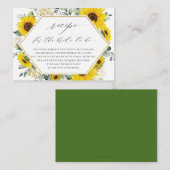 Chique Zonnebloem Bloemen Recept voor de bruid te  Informatiekaartje (Voorkant / Achterkant)