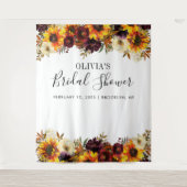 Chique Zonnebloem Bruidsdouche Fotohokje Achtergro Wandkleed (Voorkant)