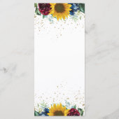 Chique Zonnebloem Burgundy Navy Blauwe Bloemige Br Menu (Achterkant)