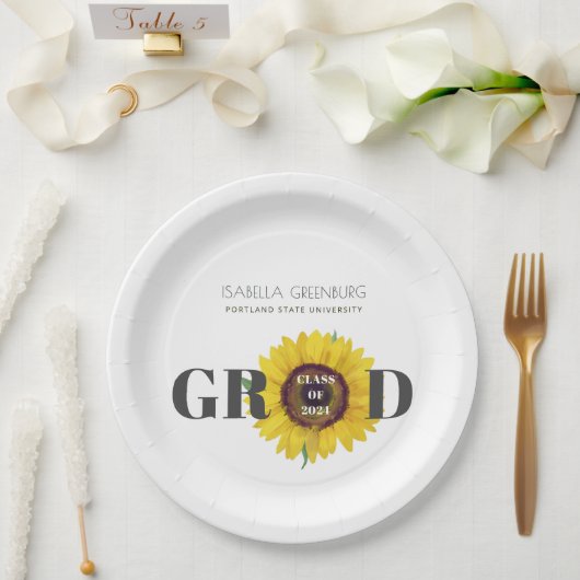 Chique Zonnebloem Graduation Party Papieren Bordje (Huwelijk)