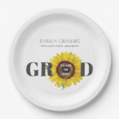 Chique Zonnebloem Graduation Party Papieren Bordje (Voorkant)