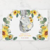 Chique Zonnebloem Olifant Baby shower 1e Verjaarda Sparkling Wijnetiket (Enkel label)