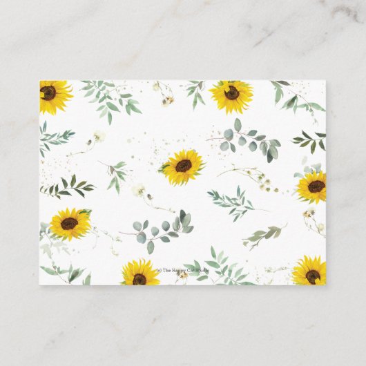 Chique Zonnebloem Olifant Baby shower Luier Raffle Informatiekaartje (Achterkant)