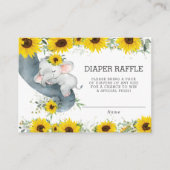 Chique Zonnebloem Olifant Baby shower Luier Raffle Informatiekaartje (Voorkant)