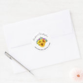 Chique Zonnebloem Rozen Bruiloft Adres Envelop Afd Ronde Sticker (Envelop)