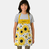 Chique zonnebloem script naam schort (Insitu)