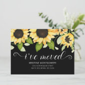 Chique zonnebloem Waterverf bloemenzwart Ik ben ve Aankondiging (Staand voorkant)