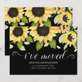 Chique zonnebloem Waterverf bloemenzwart Ik ben ve Aankondiging (Voorkant / Achterkant)