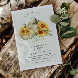 Chique Zonnebloem Witte Pompoenen Thanksgiving Din Kaart