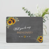 Chique zonnebloemen krijt Zal je mijn bruidsmeisje Kaart (Staand voorkant)