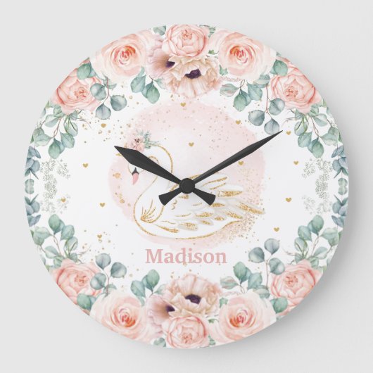 Chique Zwanenprinses Blush Klaproos Bloem Meisjes Grote Klok (Voorkant)