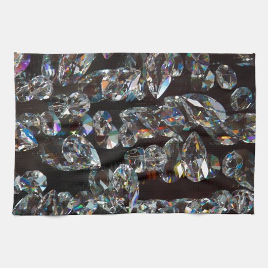 Chique Zwarde Diamant Kristal Abstract Patroon Cad Theedoek (Horizontaal)