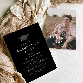 Chique Zwart Afstudeerder Pet Klasse van 2024 Foto Kaart