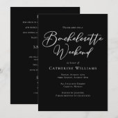 Chique Zwart Bachelorette Weekend Minimalistisch Kaart (Voorkant / Achterkant)