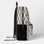 Chique Zwart Beige Grijs Mideeuw Waves Patroon Bedrukte Rugzak (Links)