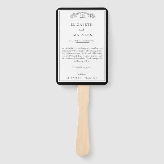 Chique zwart botanisch wapenschild Evenementen tij Handwaaier (Voorkant)