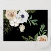 Chique zwart botanische volledige foto kerst folie feestdagenkaart (Achterkant)