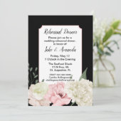 Chique zwart bruiloft repetitie diner kaart (Staand voorkant)