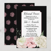 Chique zwart bruiloft repetitie diner kaart (Voorkant / Achterkant)