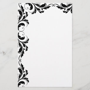 Chique Zwart Damast Plain Stationery Briefpapier