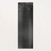 Chique Zwart Dripping Glitter Monogram Wit Naam Yogamat (Achterkant)