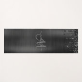 Chique Zwart Dripping Glitter Monogram Wit Naam Yogamat (Voorkant (horizontaal))