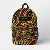 Chique zwart en geel patroon modern monogram bedrukte rugzak (Voorkant)