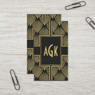 Chique zwart en goud Art Deco Visitekaartje