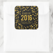 Chique Zwart en Goud Glitter Afstuderen Vierkante Sticker (Tas)