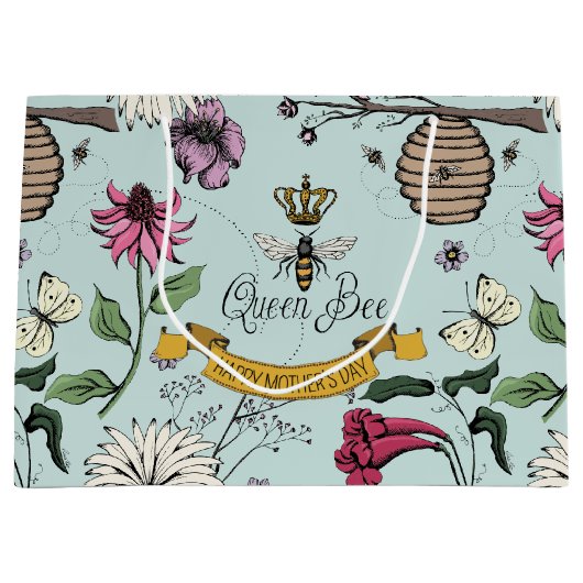 Chique zwart en goud koningin bij koninklijke kroo groot cadeauzakje (Voorkant)