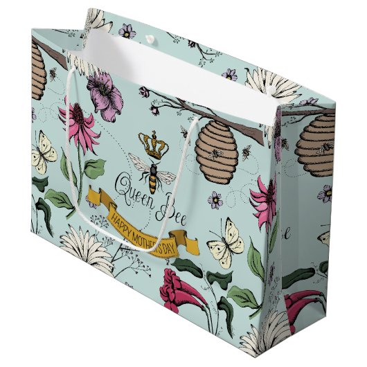 Chique zwart en goud koningin bij koninklijke kroo groot cadeauzakje (Voorkant Gekanteld)