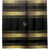 Chique zwart en goud strepen monogram douchegordijn (Voorkant)